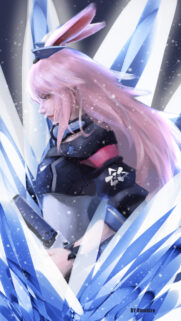Stunning Anime Girl with Pink Hair and Bunny Ears Sci-Fi Wallpaper