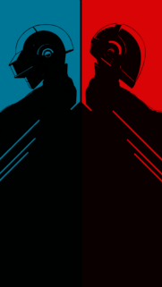 Daft Punk Split Screen Minimalist Red and Blue Helmet Wallpaper