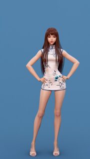 Stunning Anime Style Girl in Traditional Qipao Dress Mobile Wallpaper