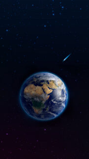 Stunning Earth from Space with Glowing Atmosphere and Shooting Star Mobile Wallpaper