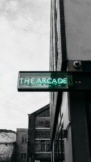 The Arcade Neon Sign Urban Street Photography Mobile Wallpaper