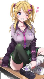 Cute Anime Girl with Blonde Twin Tails School Uniform Wallpaper HD