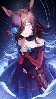 Stunning Anime Girl with Blue Roses and Sword Aesthetic Mobile Wallpaper