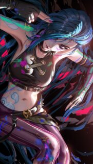 Jinx Arcane Vibrant Punk Style Illustration High Quality Mobile Wallpaper