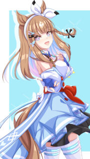Cute Anime Horse Girl Wallpaper with Elegant Blue Outfit for Mobile Screens