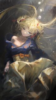 Anime Girl Underwater Aesthetic Oil Painting Wallpaper for Mobile