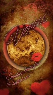 Venus Planet Romantic Aesthetic Wallpaper with Red Kiss Mark