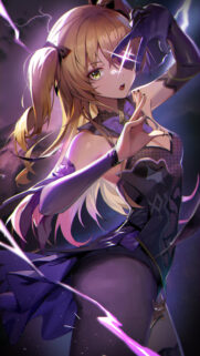Fischl Genshin Impact Aesthetic Wallpaper Purple Lightning Anime Girl