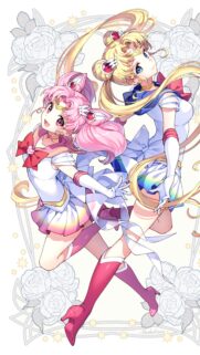 Sailor Moon and Sailor Chibi Moon Anime Art Mobile Wallpaper