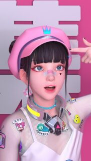 Cute Anime Girl with Pink Aesthetic and Cyberpunk Style Wallpaper