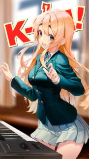 Mugi Kotobuki K-On Anime Girl Playing Piano High Quality Mobile Wallpaper