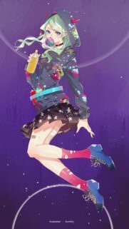 Anime Girl Graffiti Artist with Bubblegum High Quality Mobile Wallpaper