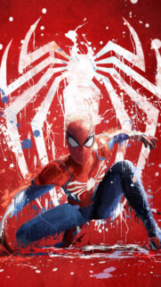Spider-Man Artistic Splatter Paint Red Background Mobile Wallpaper