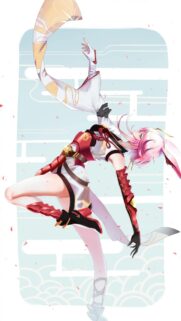 Stunning Anime Warrior Girl with Pink Hair and Traditional Armor Wallpaper