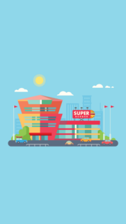Minimalist Super Burger Fast Food Restaurant City Vector Art Mobile Wallpaper