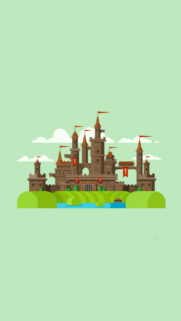 Minimalist Medieval Castle Flat Design Mobile Wallpaper