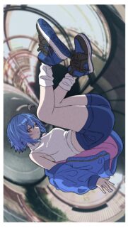 Rei Ayanami Streetwear Aesthetic Anime Girl Floating Wallpaper
