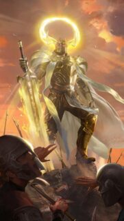 Divine Golden Warrior God with Glowing Sword Fantasy Mobile Wallpaper