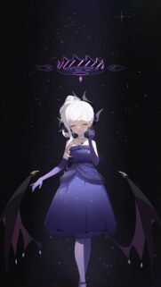 Anime Girl in Purple Starry Dress with Demon Wings Digital Art Wallpaper