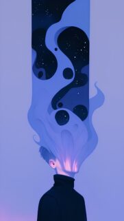 Surreal Galaxy Mind Illustration Aesthetic Blue Wallpaper for Mobile