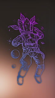 Neon Crystal Astronaut Space Aesthetic Wallpaper for Mobile Phones
