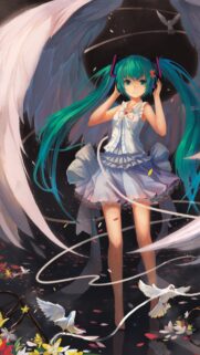 Hatsune Miku with Angelic Wings Anime Wallpaper 4K