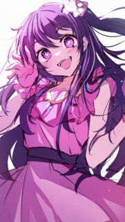 Anime Idol Girl with Star Eyes Aesthetic Mobile Wallpaper