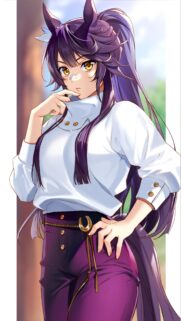 Beautiful Anime Horse Girl With Long Purple Hair Wallpaper for Mobile