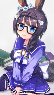 Cute Anime Girl with Glasses and Horse Ears Wallpaper High Quality