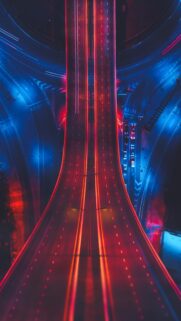 Stunning Neon Highway Light Trails Vertical Mobile Wallpaper 4K