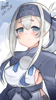 Beautiful Anime Girl with White Hair and Blue Attire Digital Art Wallpaper
