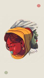 Artistic Dual Profile Portrait Illustration Wallpaper for Mobile