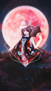 Kurumi Tokisaki Date A Live Aesthetic Wallpaper with Crimson Moon Background