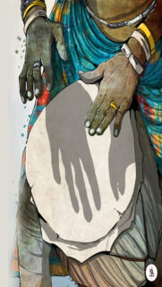 Artistic Drummer Hands Illustration Vibrant Cultural Wallpaper