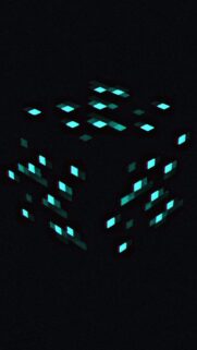 Glowing Diamond Ore Cube Aesthetic Minimalist Mobile Wallpaper