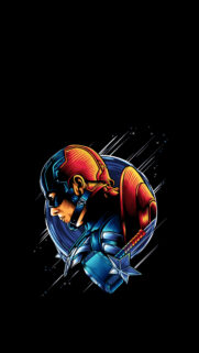 Captain America Holding Mjolnir Vector Art Mobile Wallpaper