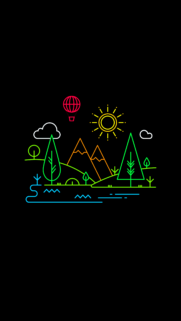 Minimalist Neon Line Art Landscape Mobile Wallpaper for High Quality Phone Backgrounds