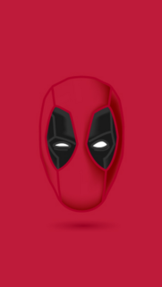 Minimalist Deadpool Mask Portrait Red Background Mobile Wallpaper