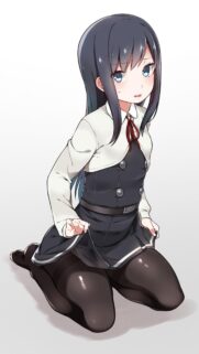 Cute Anime Girl with Long Dark Hair in School Uniform Wallpaper for Mobile