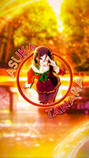 Asuka Tanaka Anime Girl Aesthetic Wallpaper in Vibrant Orange and Gold Tones