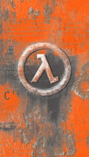 Half-Life Lambda Logo Grunge Orange Metal Wallpaper for Mobile