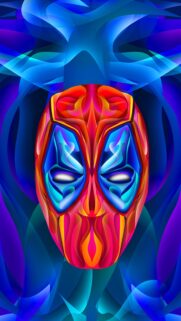Abstract Neon Deadpool Mask Artistic Illustration Mobile Wallpaper