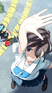 Anime School Girl with Robot Friend Mobile Wallpaper – High Quality HD Phone Background