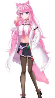 Anime Scientist Girl with Pink Hair and Cat Ears Wallpaper