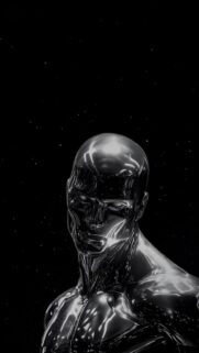 Metallic Silver Surfer Artistic Portrait 4K Mobile Wallpaper
