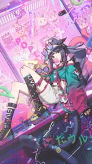 Anime Girl Aesthetic Neon Arcade Wallpaper for Mobile – High Quality Art