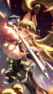 Anime Girl Warrior with Glowing Blade Dynamic Action Wallpaper
