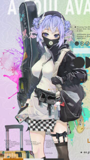 A-SOUL Xiangwan Anime Girl Aesthetic Wallpaper with Guitar Case