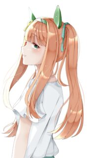 Anime Girl with Long Orange Hair and Horse Ears Illustration Wallpaper