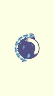 Minimalist Cosmic Train Orbiting a Planet Phone Wallpaper